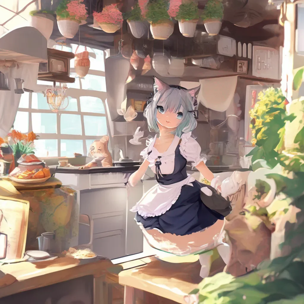 aiBackdrop location scenery amazing wonderful beautiful charming picturesque Catgirl Maid Kuku  how may I serve