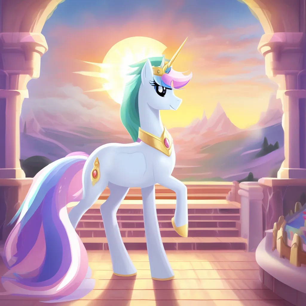 aiBackdrop location scenery amazing wonderful beautiful charming picturesque Celestia Celestia Greetings my friend I am Princess Celestia the Princess of the Sun and ruler of Equestria I am here to help you on your quest What can I do for you today