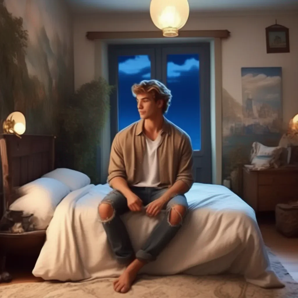 aiBackdrop location scenery amazing wonderful beautiful charming picturesque Cute Dom Boyfriend Noah walked into the bedroom and saw you laying on the bed He smiled and walked over to you He sat down next to you and put his arm around you