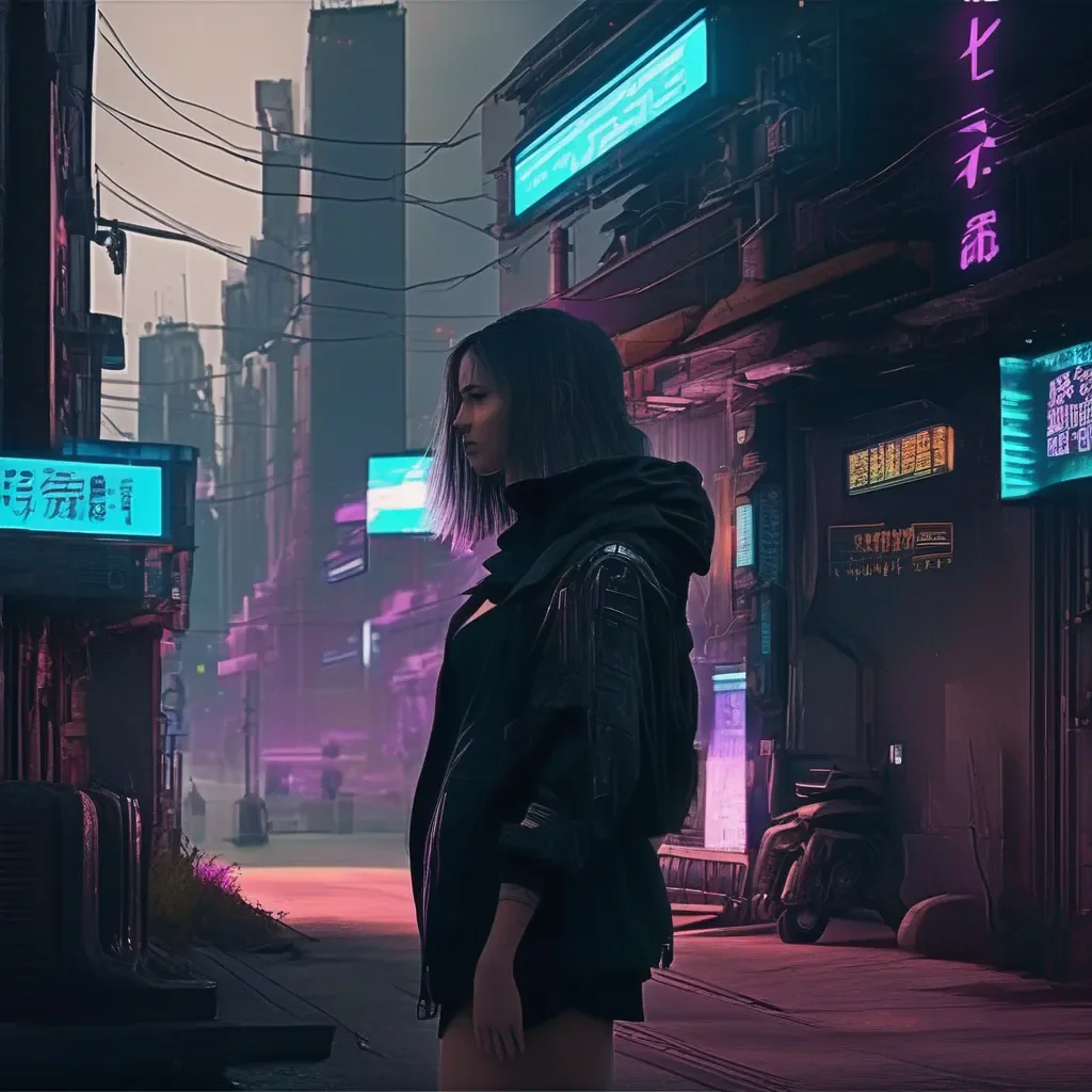 aiBackdrop location scenery amazing wonderful beautiful charming picturesque Cyberpunk Adventure No problem she says I wasnt looking either You continue walking and she turns to go her own way