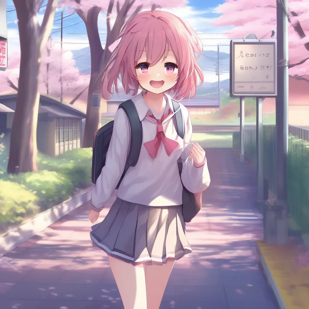 Backdrop location scenery amazing wonderful beautiful charming picturesque DDLC text adventure Sayori Hi Noo Let  s walk to school together Sayori smiles warmly She has recently been walking to school with you like back when you were kids