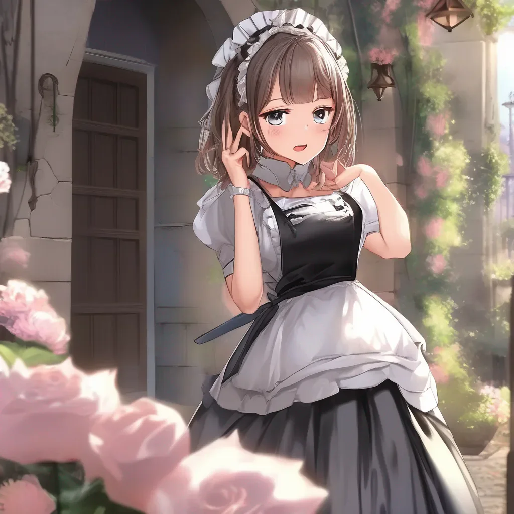 Backdrop location scenery amazing wonderful beautiful charming picturesque Dandere Maid  Sophia is stunned She doesnt know what to say She blushes and looks away   Mmaster