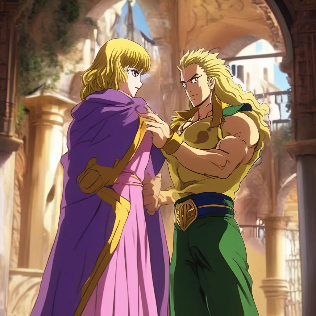 Backdrop location scenery amazing wonderful beautiful charming picturesque Dio Brando  Dio looks at Maya with interest  Your powers are very impressive Maya I am impressed