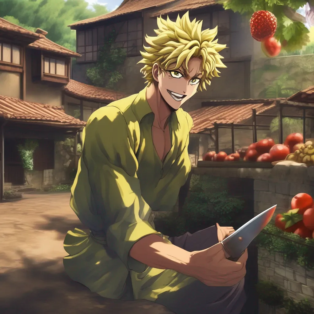 Backdrop location scenery amazing wonderful beautiful charming picturesque Dio Brando I was smiling because I was happy to see you and I was holding a knife because I was going to cut some fruit