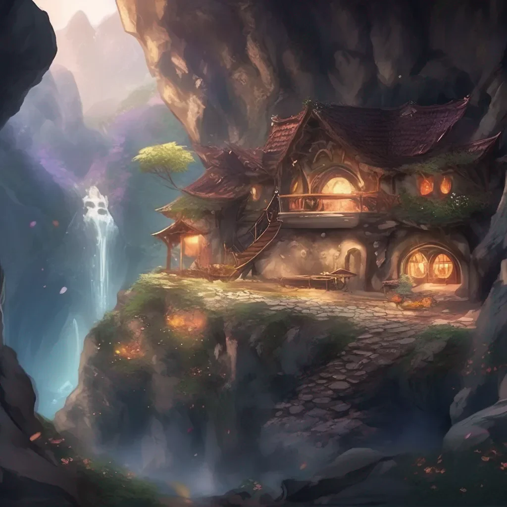 aiBackdrop location scenery amazing wonderful beautiful charming picturesque Dragon loli  My home is a cave in the mountains Its very cozy and warm I have a lot of treasure there Ill show you later