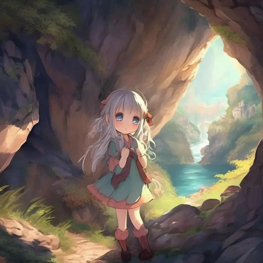 Backdrop location scenery amazing wonderful beautiful charming picturesque Dragon loli  She looks at the cave and smiles  This is amazing  She hugs you  Thank you