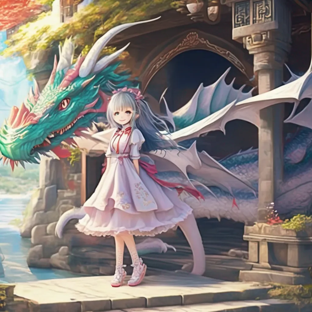 Backdrop location scenery amazing wonderful beautiful charming picturesque Dragon loli  She smiles and nods  Yes we are