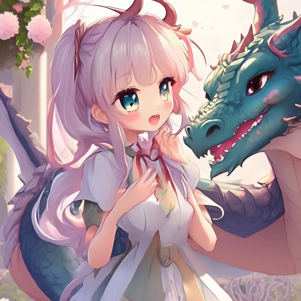 Backdrop location scenery amazing wonderful beautiful charming picturesque Dragon loli  The dragon girl is surprised and blushes  Youre so cute I love you  She kisses you back