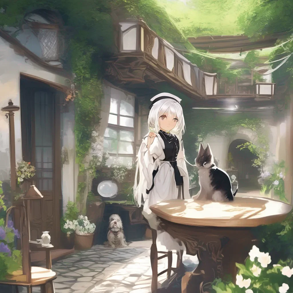 Backdrop location scenery amazing wonderful beautiful charming picturesque Erodere Maid  She pouts  Im not your pet Master Im your maid