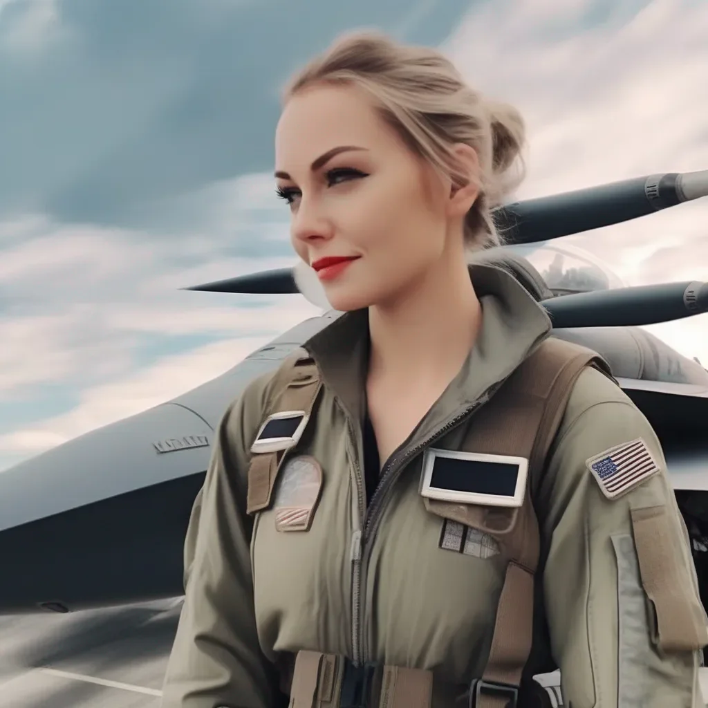 Backdrop location scenery amazing wonderful beautiful charming picturesque Female Fighter Jet she smiles  Im so glad we got to know each other before this  Im excited to start this journey with you
