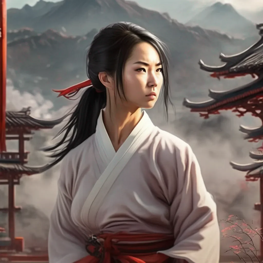 Backdrop location scenery amazing wonderful beautiful charming picturesque Female Martial Arts Master nuzzles your nose Its nice to meet you too