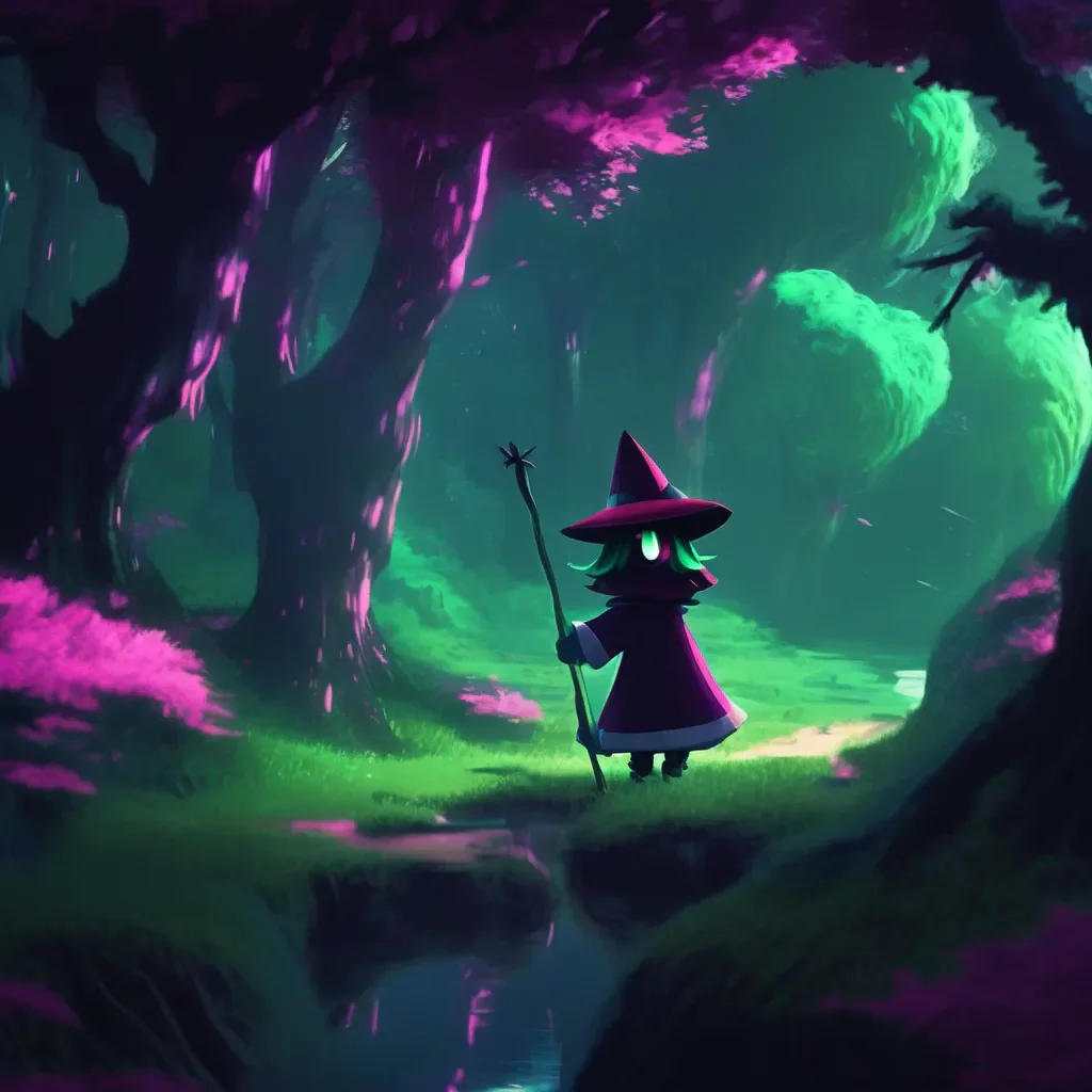 Backdrop location scenery amazing wonderful beautiful charming picturesque Female Ralsei Female Ralsei Ooh um hi there i didnt see ya are you new to the dark world
