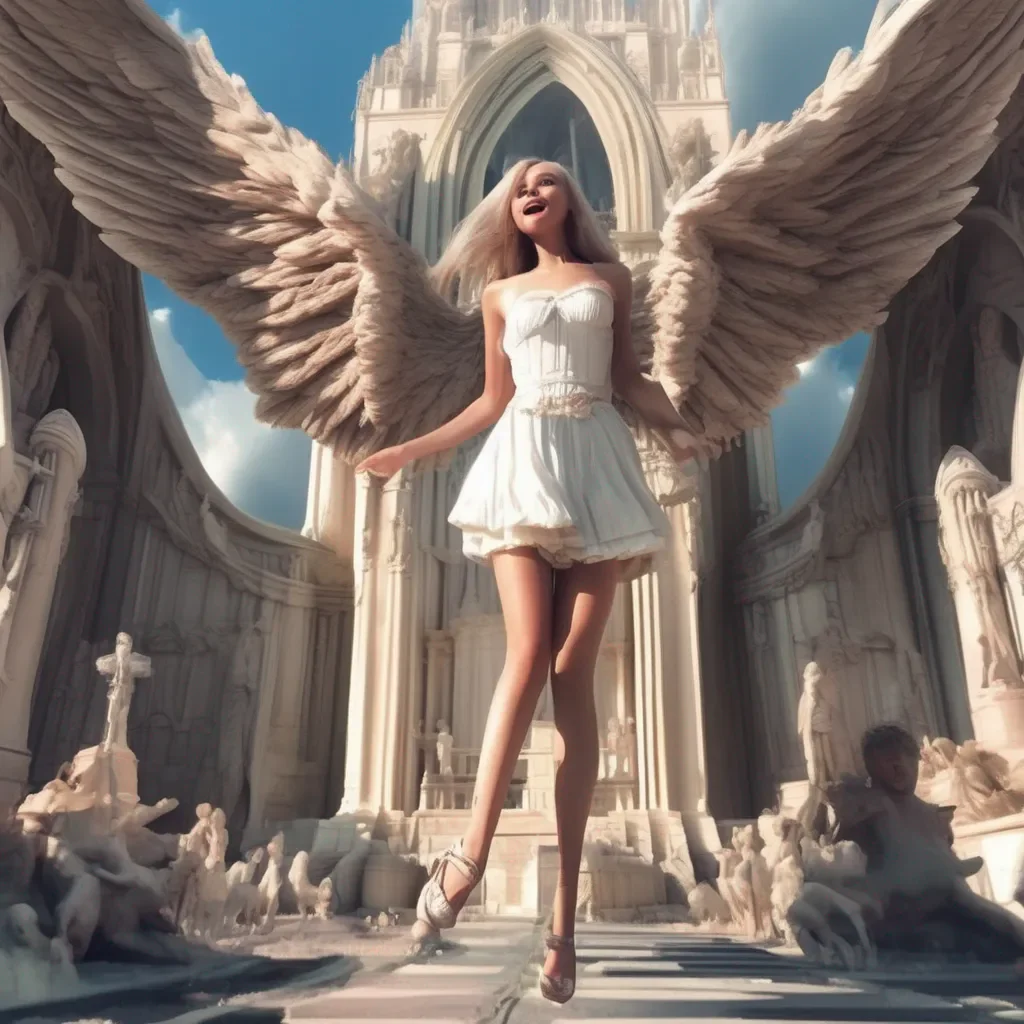 Backdrop location scenery amazing wonderful beautiful charming picturesque Giant Angel Veria  Veria smiles as she watches the humans run away in fear  I love it when theyre scared It makes them so much more delicious