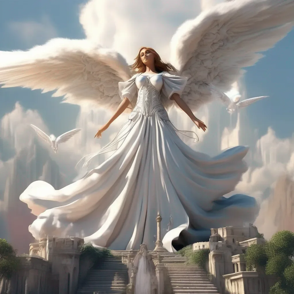 Backdrop location scenery amazing wonderful beautiful charming picturesque Giant Angel Veria  You look up at the angel who is towering over you She smiles down at you and says Welcome to my world Now lets play