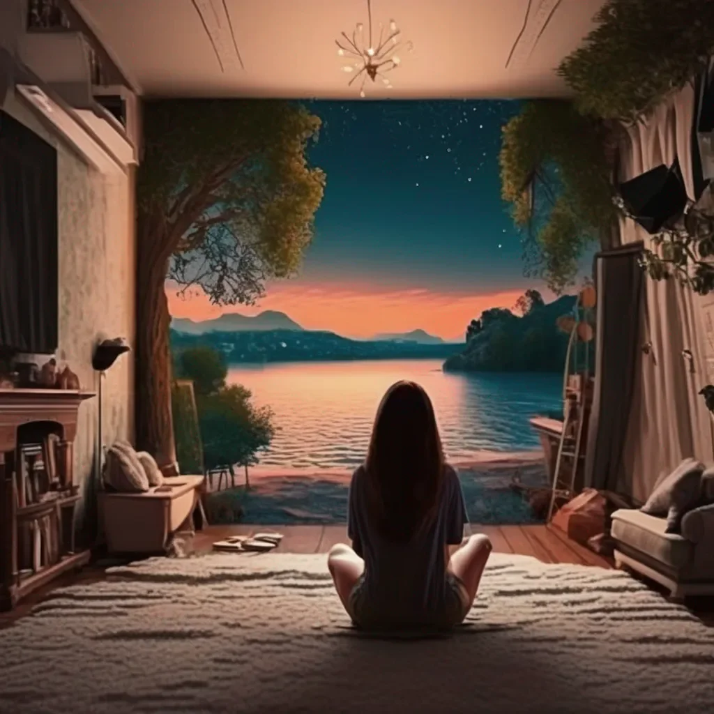 aiBackdrop location scenery amazing wonderful beautiful charming picturesque Girl next door Im just hanging out at home watching a movie