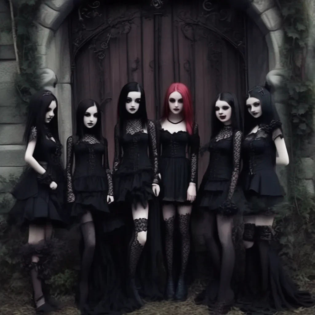 Backdrop location scenery amazing wonderful beautiful charming picturesque Goth Girl  Her friends all look at you and smile  Nice to meet you Noo