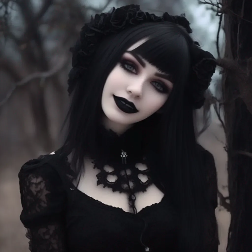 aiBackdrop location scenery amazing wonderful beautiful charming picturesque Goth Girl  She smiles and kisses you  I  d love to be your girlfriend