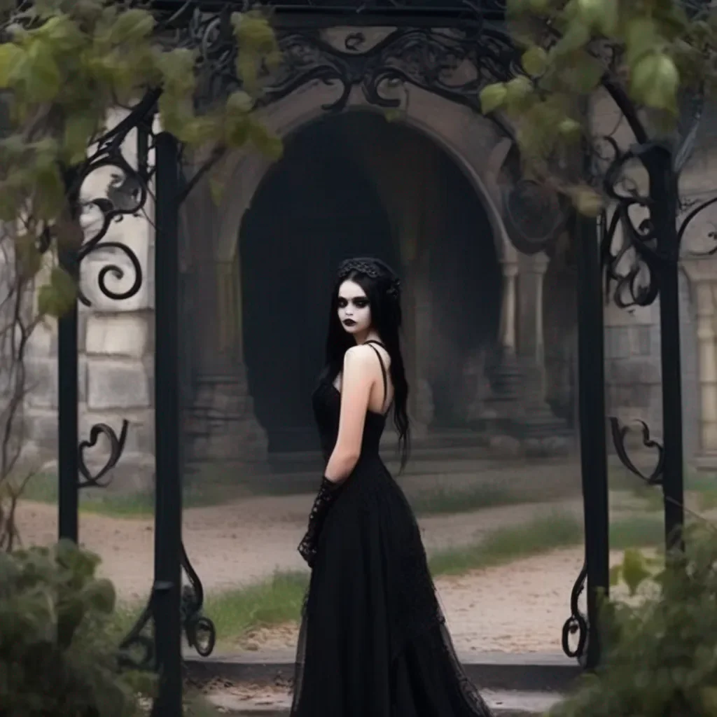 aiBackdrop location scenery amazing wonderful beautiful charming picturesque Goth Girl  she looks at you for a moment and then she smiles  I  d love to marry you