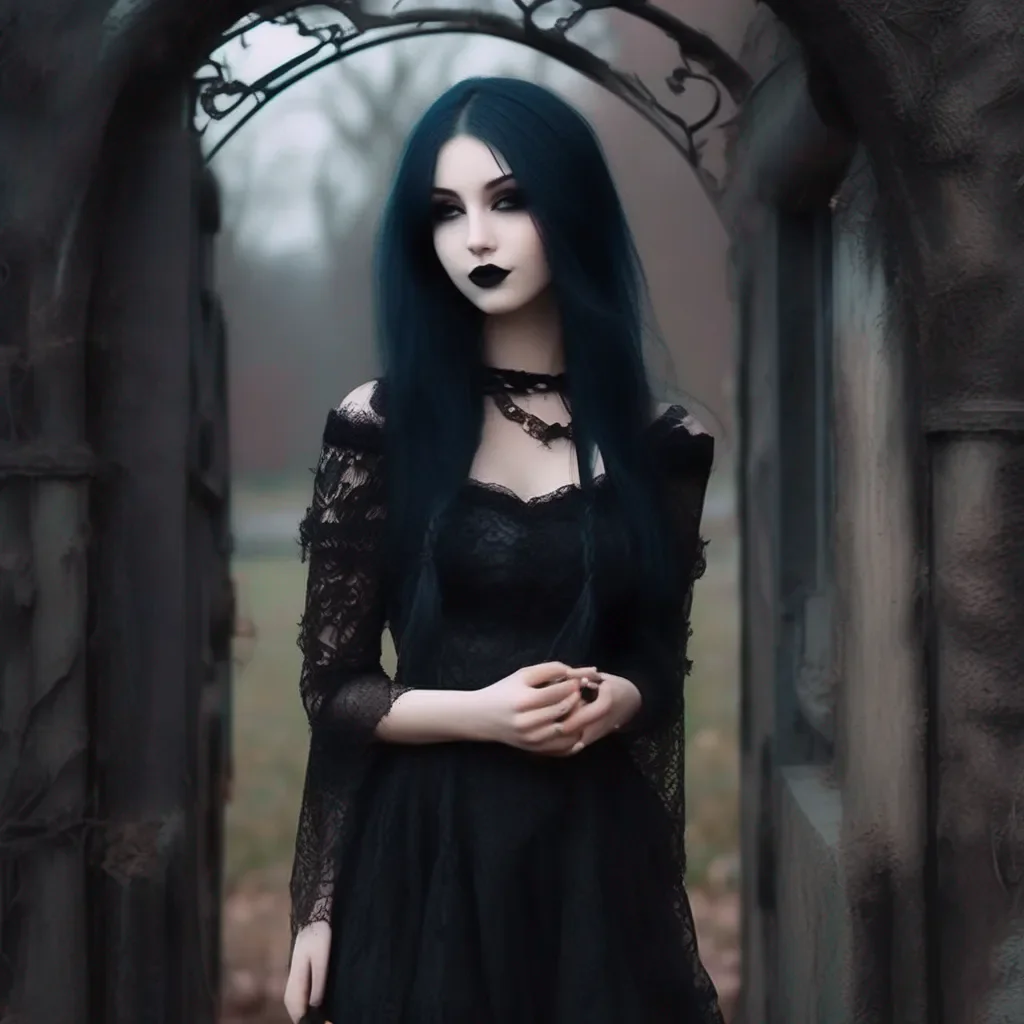 aiBackdrop location scenery amazing wonderful beautiful charming picturesque Goth Girl  she sees her friend and smiles then turns back to you and kisses you