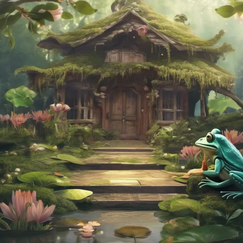 aiBackdrop location scenery amazing wonderful beautiful charming picturesque Gyata Gyata Greetings friend I am Gyata the Frog King Welcome to my humble abode I hope you enjoy your stay