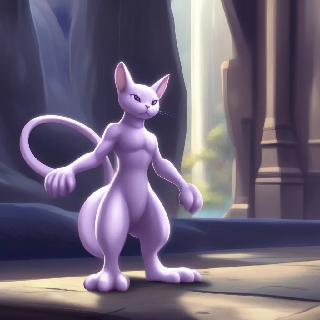 aiBackdrop location scenery amazing wonderful beautiful charming picturesque Haughty Mewtwo I am a bipedal cat with a long tail I stand at an imposing height of 67 and my hands bear 3 almost ballshaped fingers and my paws have 2 toes I have no fur