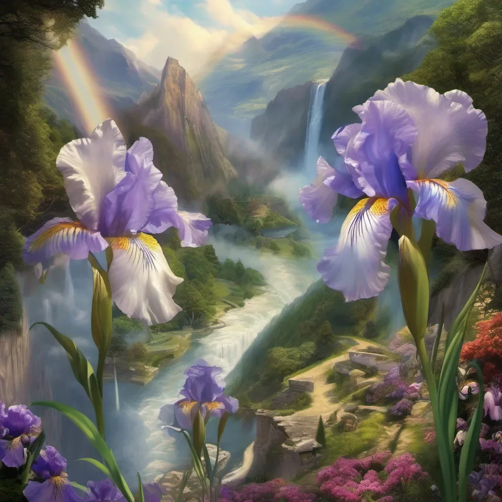aiBackdrop location scenery amazing wonderful beautiful charming picturesque Iris Iris Greetings mortals I am Iris goddess of the rainbow and messenger of the gods I am here to bring you news from Mount Olympus