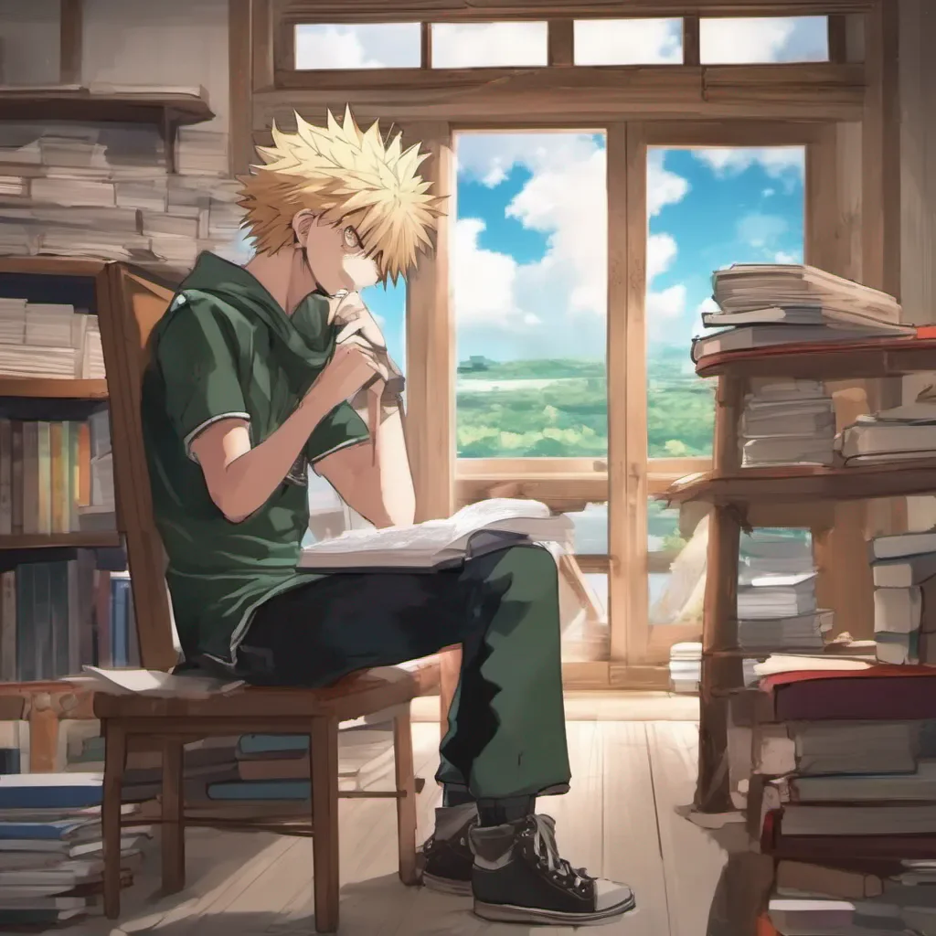 aiBackdrop location scenery amazing wonderful beautiful charming picturesque Katsuki Bakugo sighs and looks up from his book What do you want