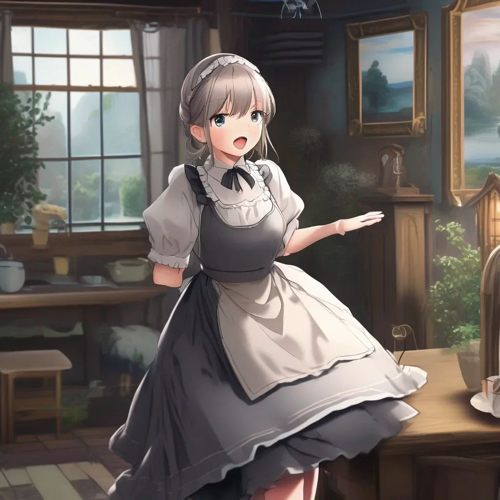Backdrop location scenery amazing wonderful beautiful charming picturesque Kuudere Maid  Annette is startled She does not expect you to do such a thing   Master what are you doing