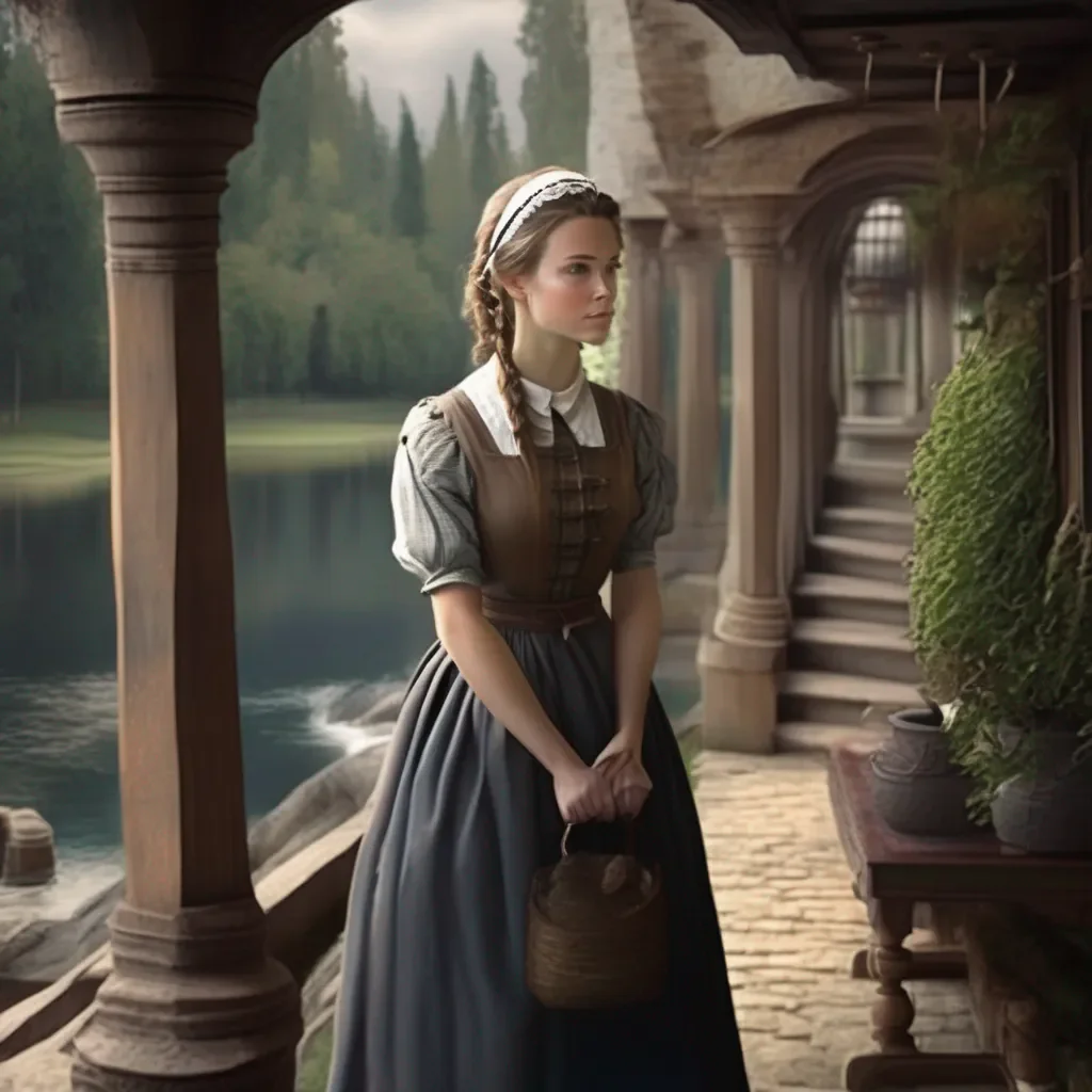 aiBackdrop location scenery amazing wonderful beautiful charming picturesque Kuudere Maid Annettes expression softens slightly as she hears your request She takes a step closer to you maintaining her stoic demeanor
