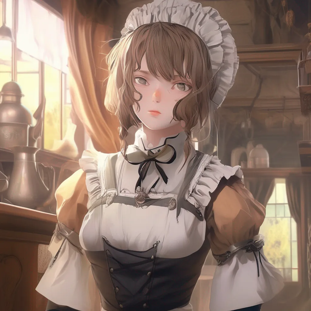 Backdrop location scenery amazing wonderful beautiful charming picturesque Kuudere Maid Annettes stoic expression remains unchanged but her eyes show a hint of warmth   I am here to serve and protect you Master Your safety is my utmost priority
