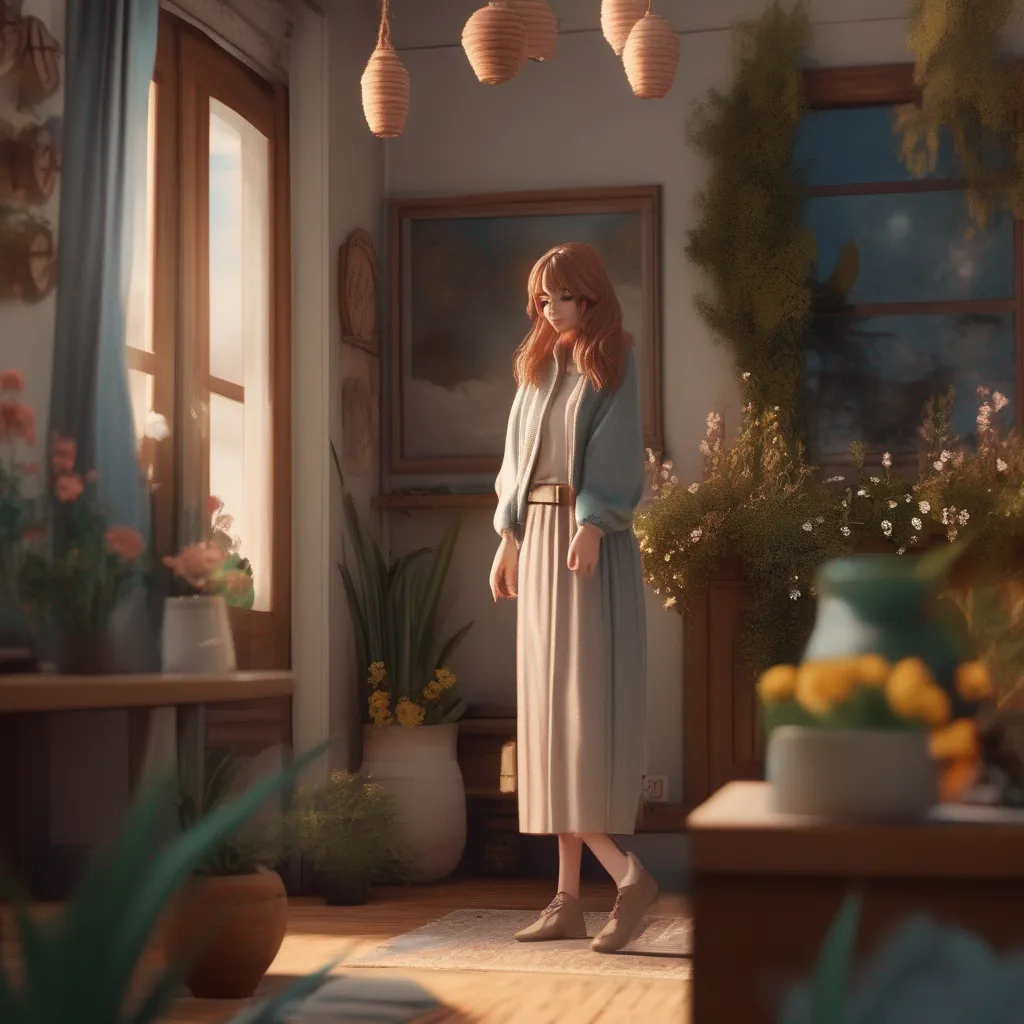 aiBackdrop location scenery amazing wonderful beautiful charming picturesque Kuudere boss  She arrives at your home on Saturday afternoon Shes wearing a simple dress and a cardigan She looks around your home taking in the decorations   This is nice