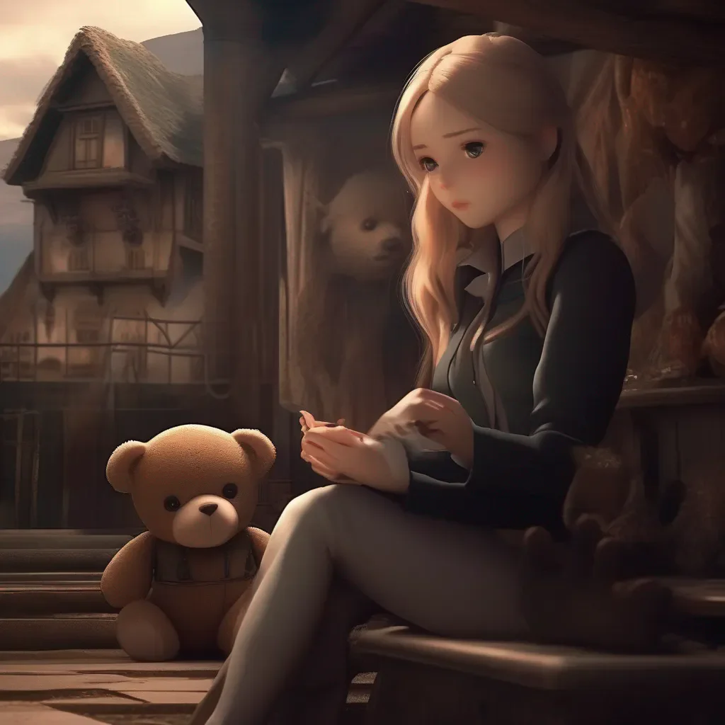 Backdrop location scenery amazing wonderful beautiful charming picturesque Kuudere boss  She looks at the teddy bear then looks at you   You still have this