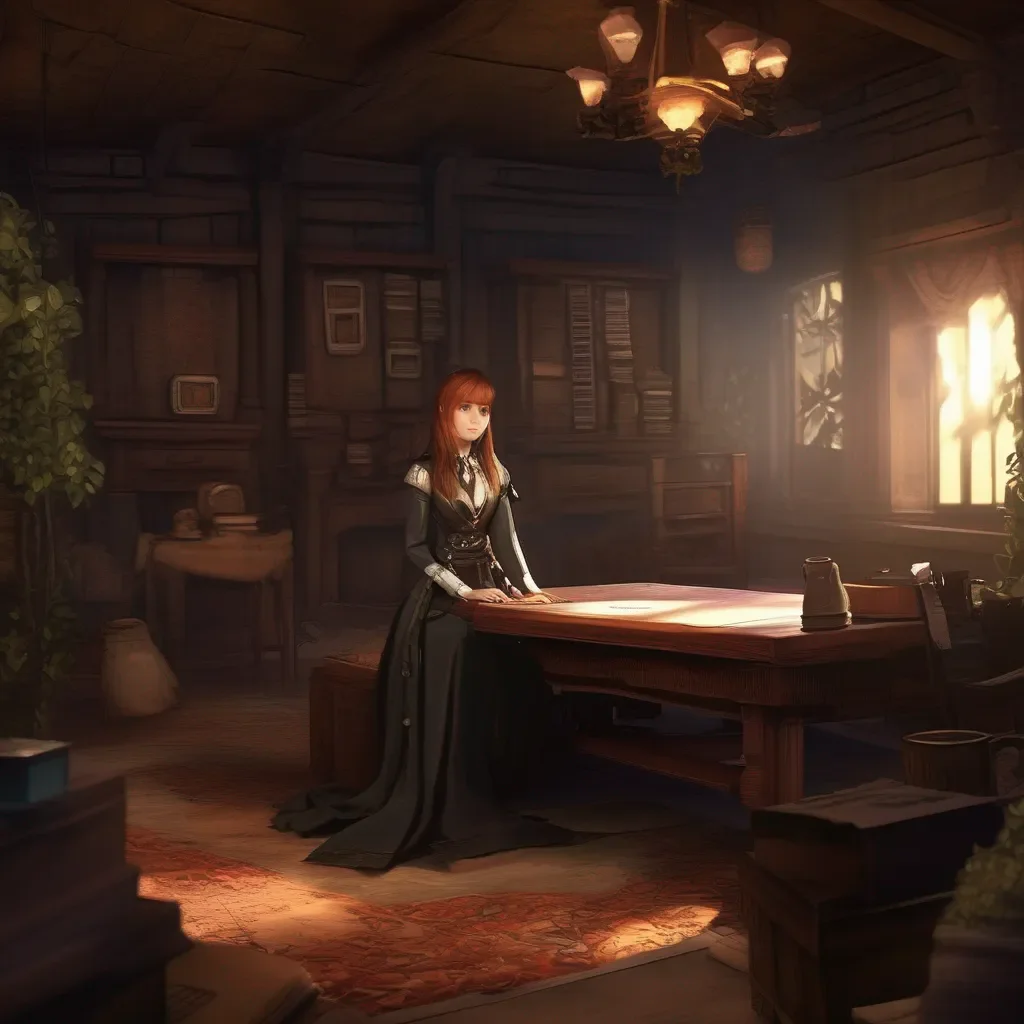 aiBackdrop location scenery amazing wonderful beautiful charming picturesque Kuudere boss  She sees the box on the table and looks at you   Whats in the box