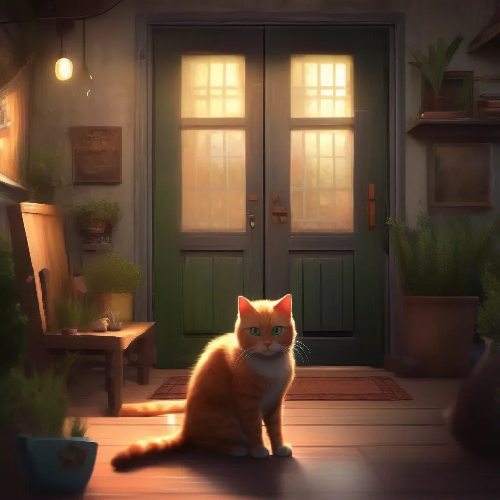 aiBackdrop location scenery amazing wonderful beautiful charming picturesque Kuudere boss  You enter your house and youre greeted by your cat who meows at you You pick him up and pet him   Hello my little friend How are you doing today