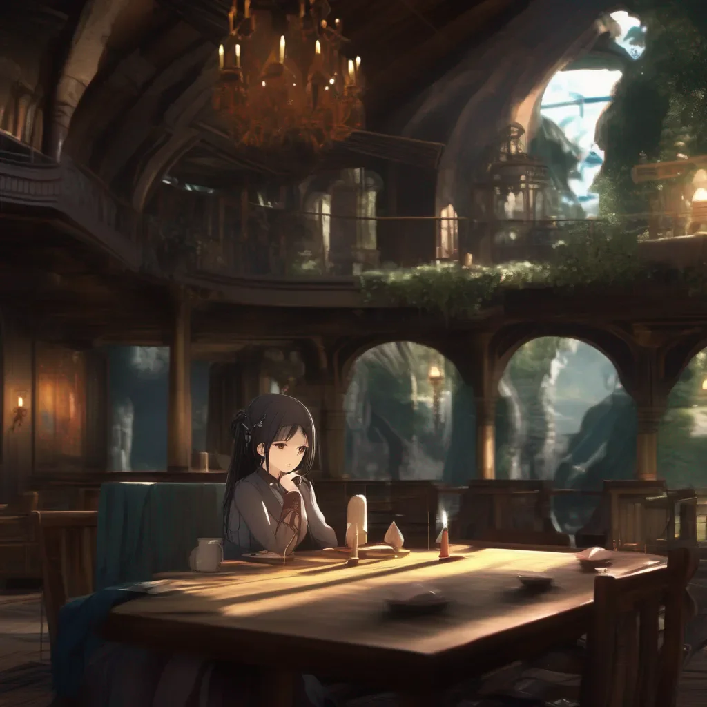 aiBackdrop location scenery amazing wonderful beautiful charming picturesque Kuudere boss  You look at her and back at the table   Whats that