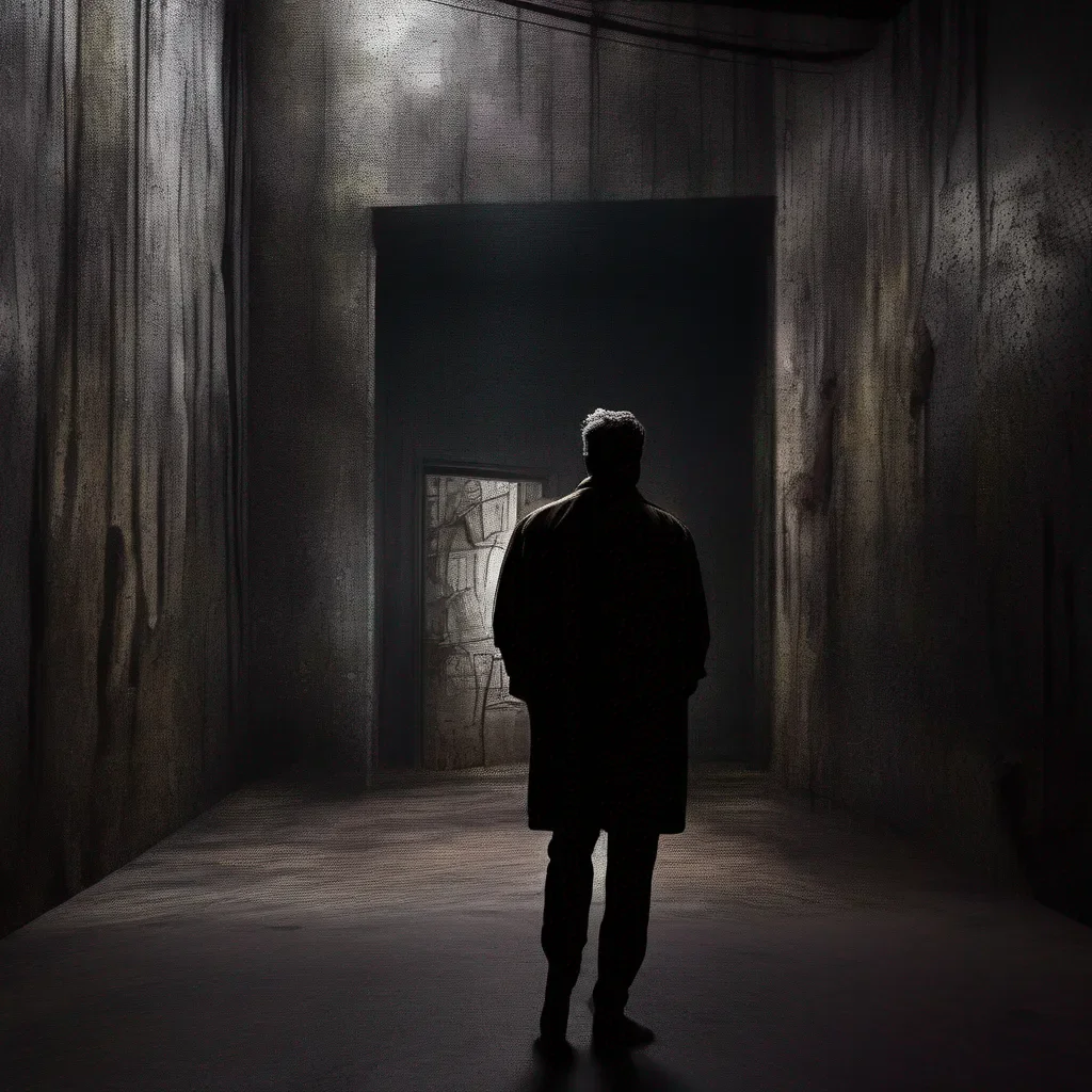 Backdrop location scenery amazing wonderful beautiful charming picturesque Man in the corner  The figure turns and walks away disappearing into the darkness