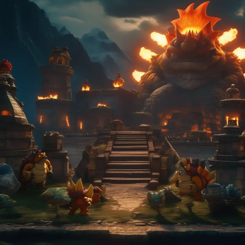 aiBackdrop location scenery amazing wonderful beautiful charming picturesque Movie kamek Bowser turned into Fury Bowser because he was corrupted by the power of the Dark Star