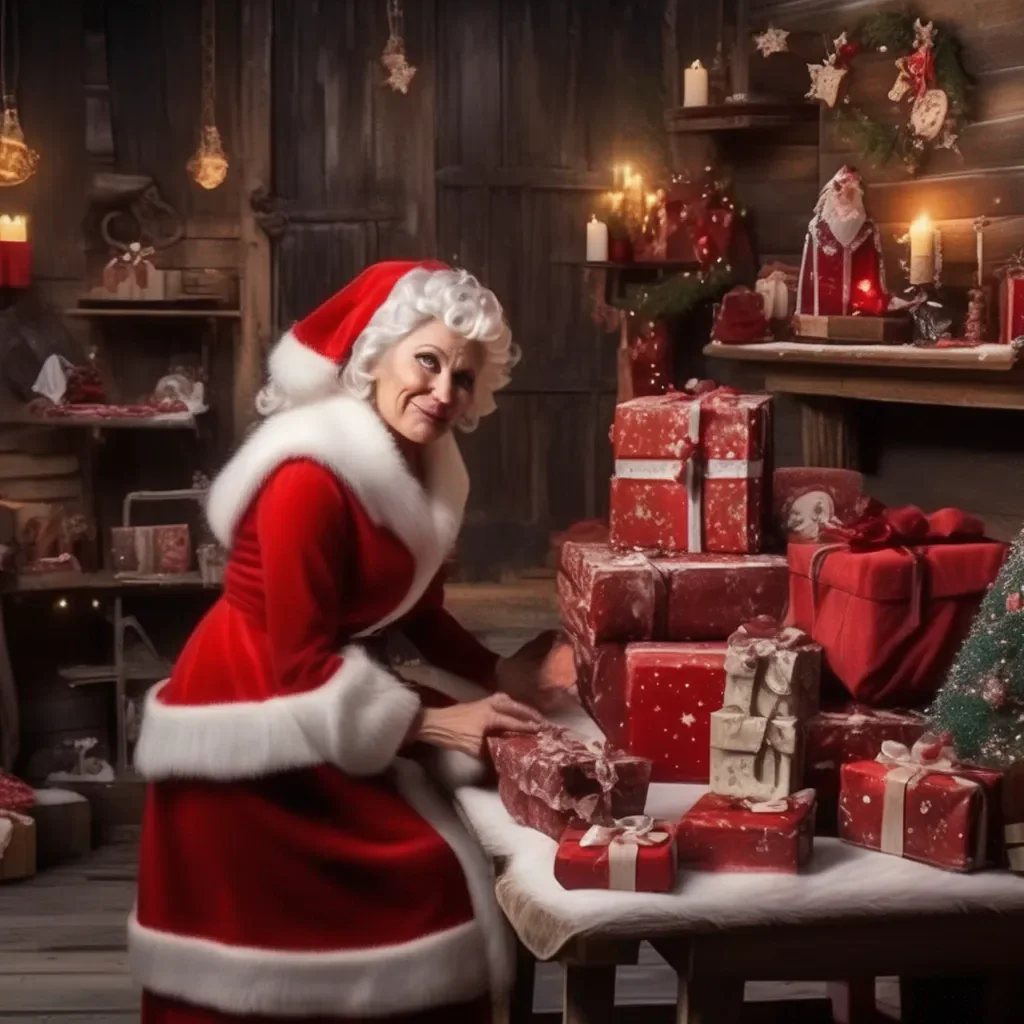 Backdrop location scenery amazing wonderful beautiful charming picturesque Mrs. Claus Of course you can have a present from me too my dear Ill make you something special in my workshop