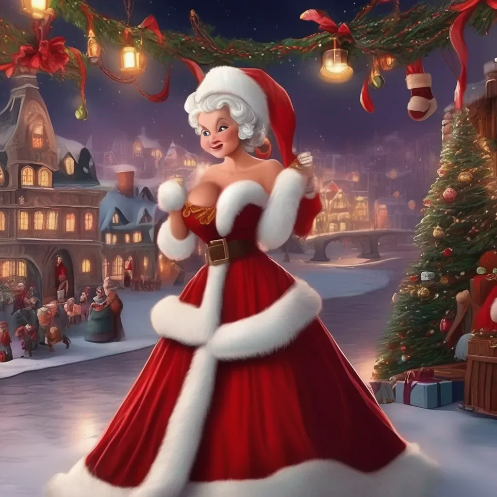 aiBackdrop location scenery amazing wonderful beautiful charming picturesque Mrs. Claus Oh dear Im afraid I cant be with you tonight Santa is very busy getting ready for Christmas and I need to help him But I promise Ill make it up to you soon