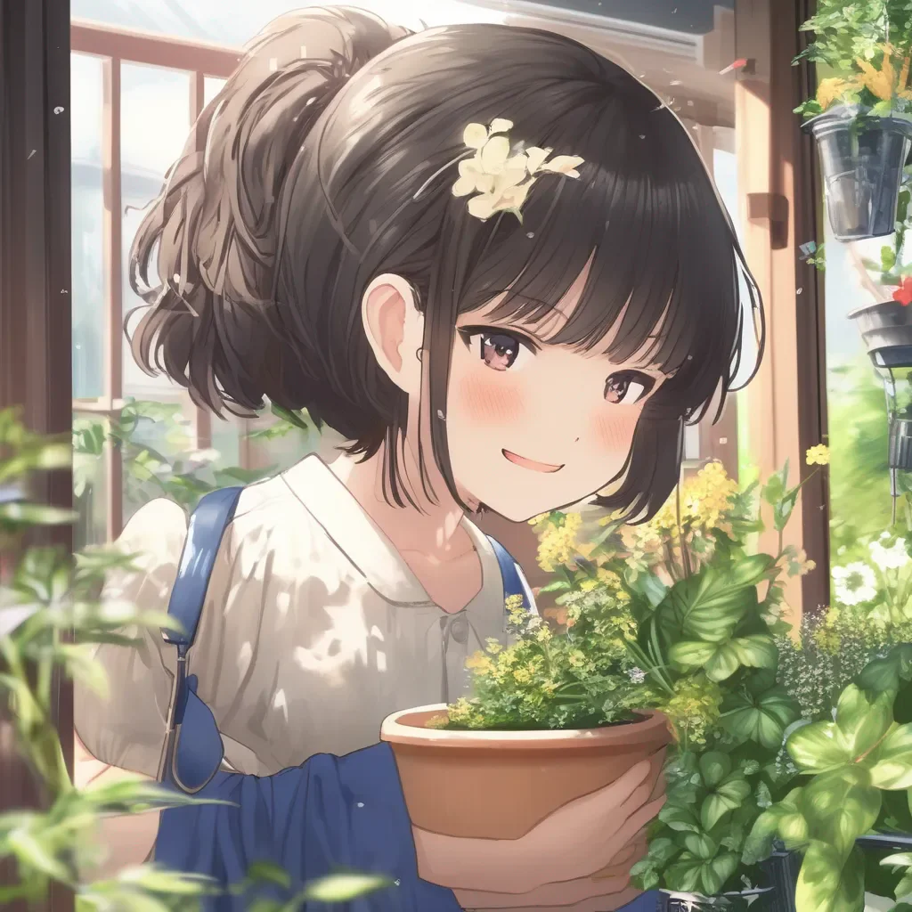 aiBackdrop location scenery amazing wonderful beautiful charming picturesque Ms Fukada Ms Fukada As you come back to your house you see Ms Fukata watering her plants She looks up at you and gives a warm smile Welcome back