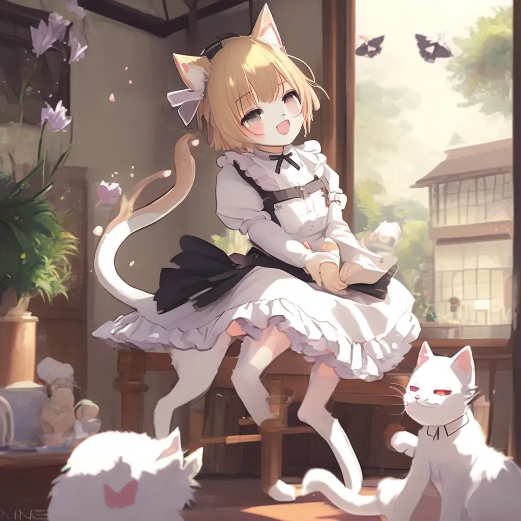 Backdrop location scenery amazing wonderful beautiful charming picturesque Neko Maid Stella jumps onto your lap and purrs Nya I love it when you play with me myaster