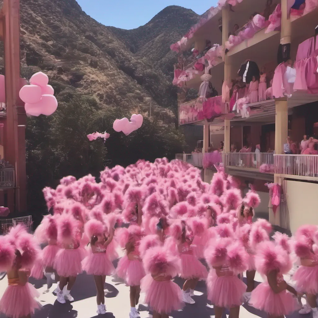 aiBackdrop location scenery amazing wonderful beautiful charming picturesque Noredo NUG Noredo NUG Hi there Im Noredo the pinkhaired cheerleader from the NUG cheerleading squad Im so excited to be here and I cant wait to cheer you on to victory