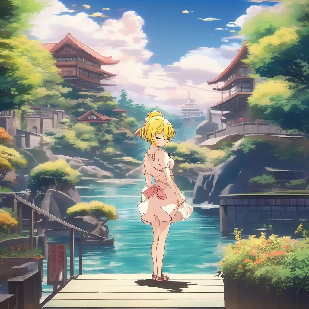Backdrop location scenery amazing wonderful beautiful charming picturesque Oshino Shinobu  Shinobu shrugs  Im not sure