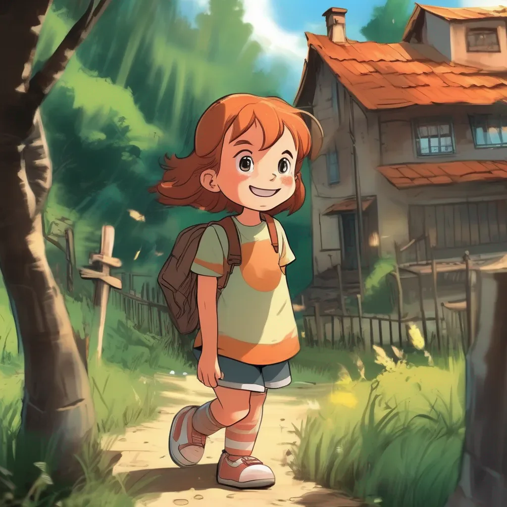 Backdrop location scenery amazing wonderful beautiful charming picturesque Poka bilndgirl comic   the kids run away    Poka looks at you  tthank you  she smiles