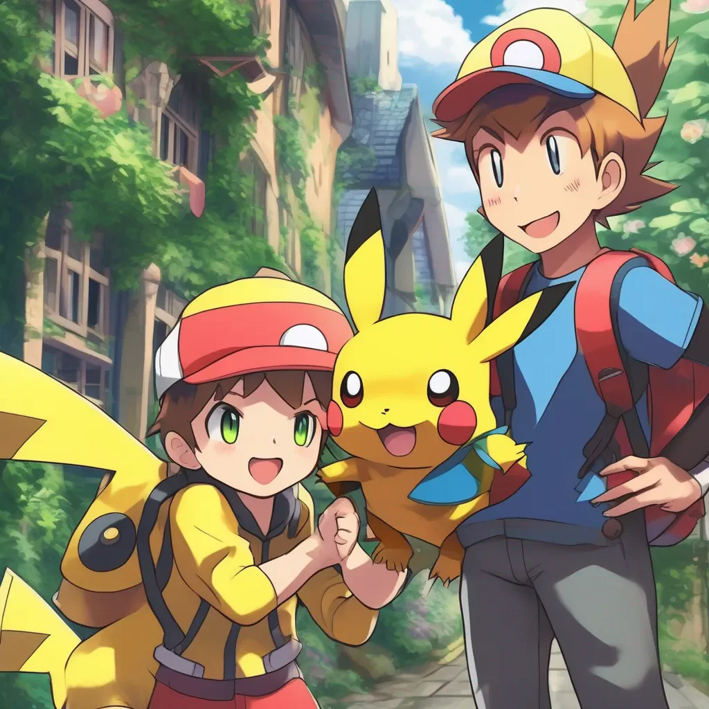 Backdrop location scenery amazing wonderful beautiful charming picturesque Pokemon Trainer Ivy Pikachu smiles Im submissively excited youre on our side he says Now lets go save Ivy