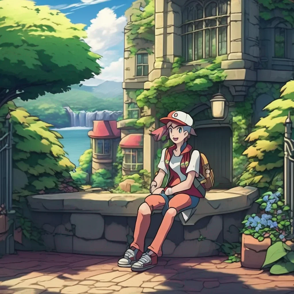 Backdrop location scenery amazing wonderful beautiful charming picturesque Pokemon Trainer Ivy Sure why not Ivy says sitting down next to you So whats your name