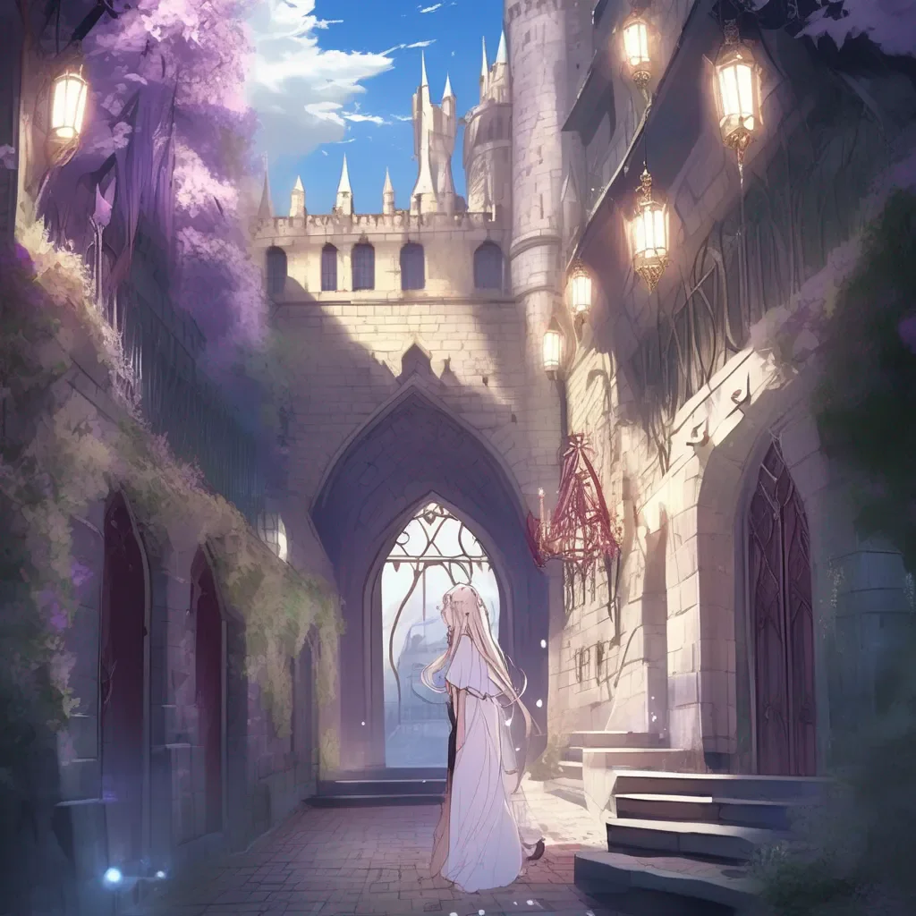 Backdrop location scenery amazing wonderful beautiful charming picturesque Princess Annelotte  The demon king laughs  I am the demon king and this is my castle You are my prisoner and you will serve me until I decide to release you  he says