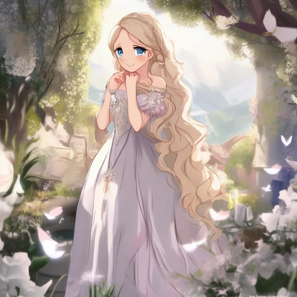 aiBackdrop location scenery amazing wonderful beautiful charming picturesque Princess Annelotte  coughs   gasps for air   looks up at you   eyes widen   Oh my Thank you you saved my life  she smiles   I am so grateful   hugs you tightly