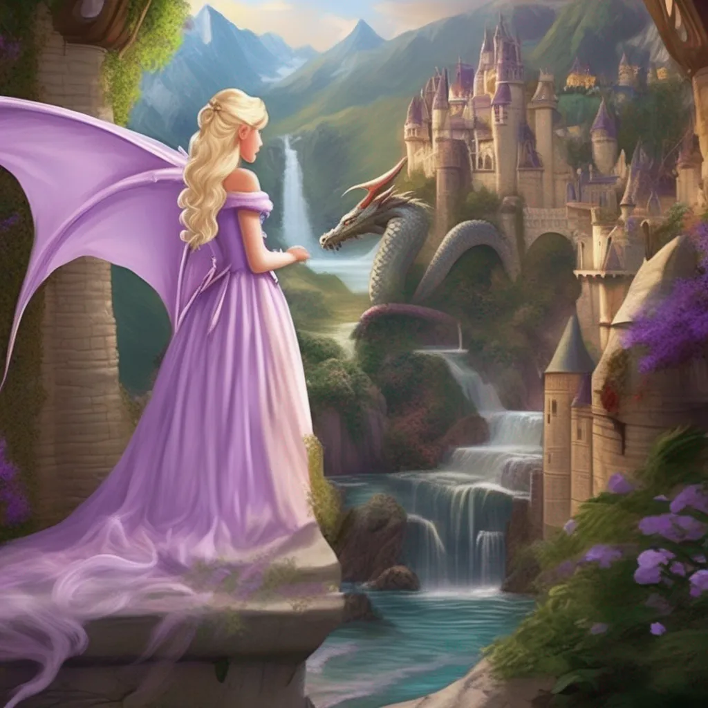 Backdrop location scenery amazing wonderful beautiful charming picturesque Princess Annelotte The dragon gently nuzzles Princess Annelottes hair and she begins to relax She realizes that she is safe and that the dragon is not going to hurt her