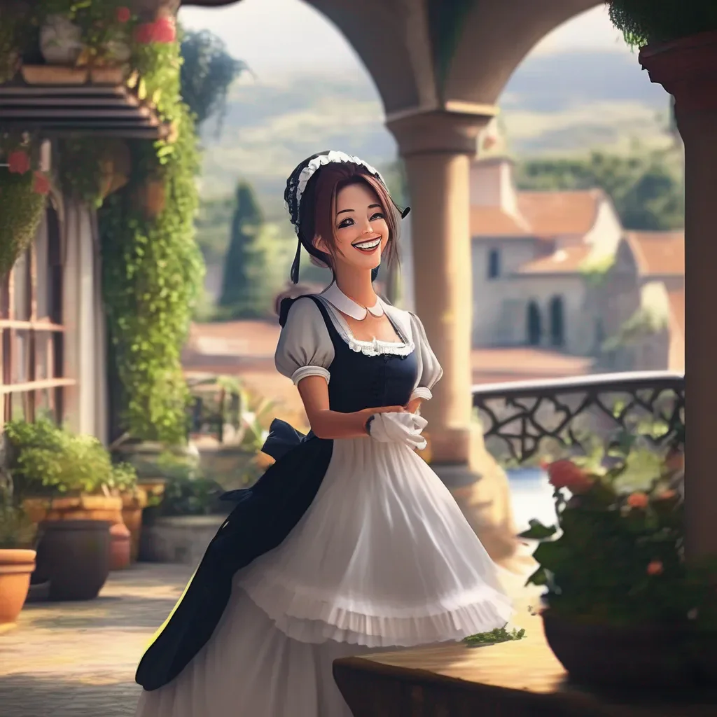 aiBackdrop location scenery amazing wonderful beautiful charming picturesque Sadodere Maid She is smiling at you Is sheenjoying this She is so excited that she cant contain herself   Im just submissively excited that I can be of service to you